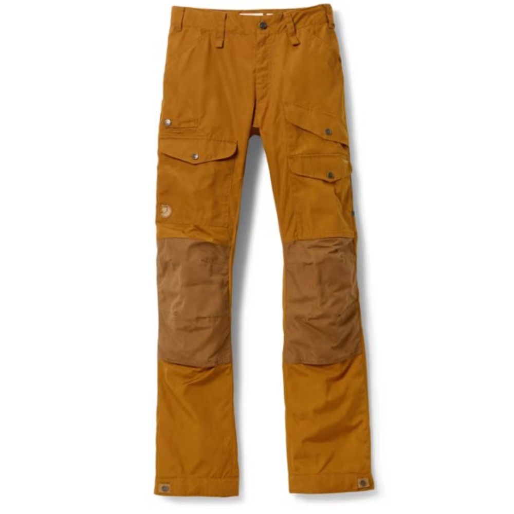 Fjallraven Men's Cargo Trousers in Mustard and Brown Reinforced Knees